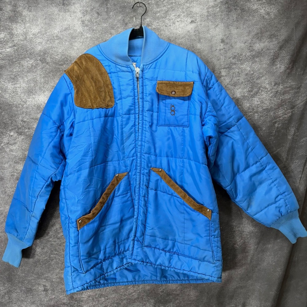 Vintage Bob Allen Sportswear Quilted Shooting Jacket Blue Mens Large Made in USA
